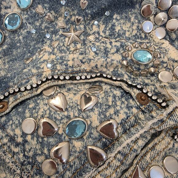 Vintage The Tony Alamo 1987 Levi's Beaded Studded Cropped Denim Jacket Sz Medium - Picture 3 of 12